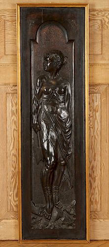 19TH C. GILT WOOD CARVED PANEL OF ARTEMISA