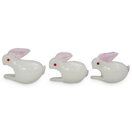  3 PC MURANO ART GLASS RABBIT 38cd91