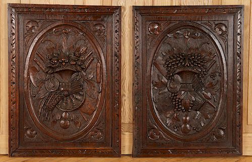 PAIR 19TH C CARVED OAK ARCHITECTURAL 38cd92