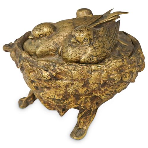 BRONZE BIRD NEST LIDDED BOXDESCRIPTION  38cda1