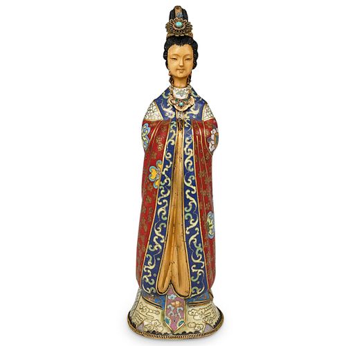 CHINESE CLOISONNE FIGURAL STATUEDESCRIPTION: