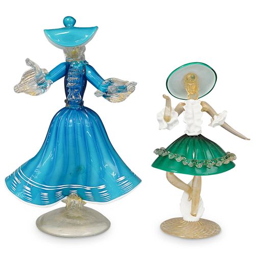  2 PC MURANO GLASS VENETIAN FIGURINESDESCRIPTION  38ce02