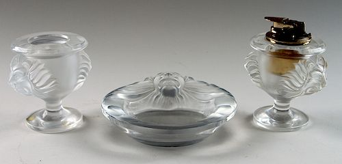 3 PIECE LALIQUE CRYSTAL SMOKING 38ce19