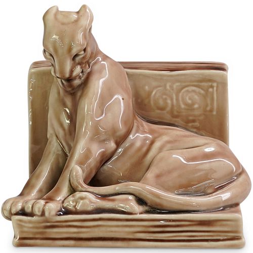 ROOKWOOD POTTERY PANTHER BOOKENDDESCRIPTION: