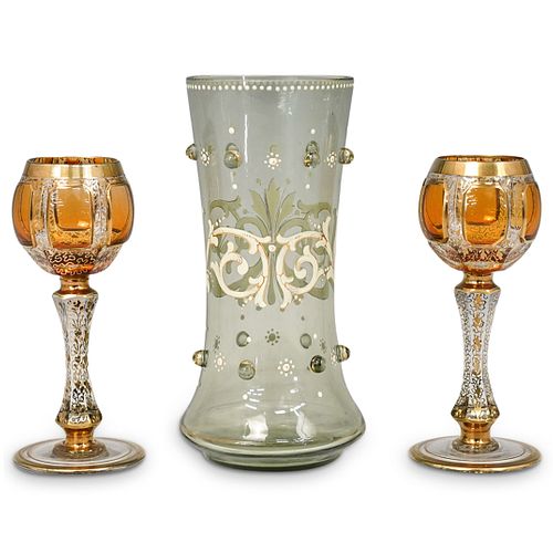 (3 PC) MOSER BOHEMIAN GLASSWARE SETDESCRIPTION: