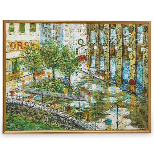 SIGNED MANHATTAN CITY SCENE OIL