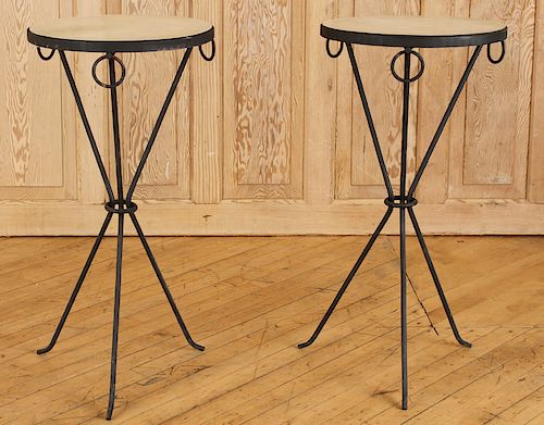 PAIR IRON DRINKS TABLES MANNER