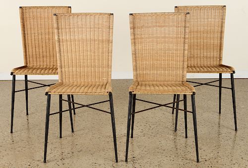 SET 4 FRENCH WICKER DINING CHAIRS 38cf70