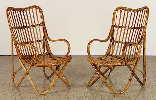 PAIR ITALIAN RATTAN CHAIRS ARCHED 38cf9d
