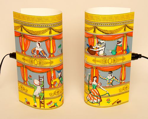 PAIR FORNASETTI TABLE LAMPS THEATRICAL 38cfa0