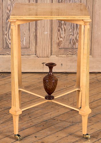 SATINWOOD TABLE WITH URN DECORATIONA