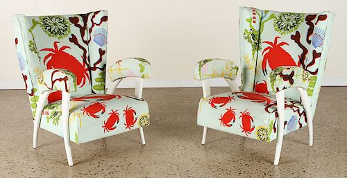 PAIR MID CENTURY MODERN UPHOLSTERED