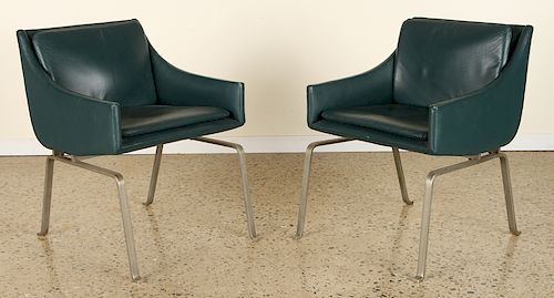 PAIR LEATHER STEEL CHAIRS POSSIBLY