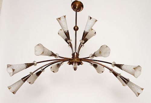 FRENCH 14-LIGHT FLORAL FORM CHANDELIER