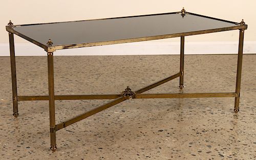 BRASS COFFEE TABLE WITH BLACK GLASS