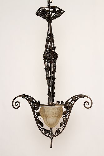 FRENCH ART DECO IRON CHANDELIER 38d053
