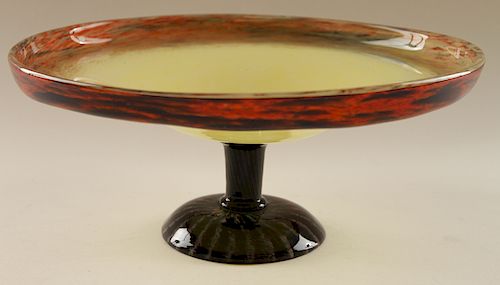 ART DECO GLASS TAZZA SIGNED CHARLES 38d082