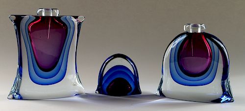 THREE MURANO GLASS SCULPTURES TWO