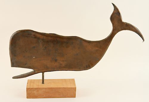 COPPER WHALE SHAPED WEATHERVANE