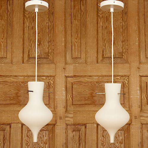 PAIR ITALIAN FROSTED GLASS HANGING