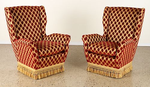 PAIR WING BACK CLUB CHAIRS ATTR.