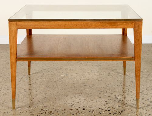 ITALIAN WALNUT GLASS TABLE BY PAOLO