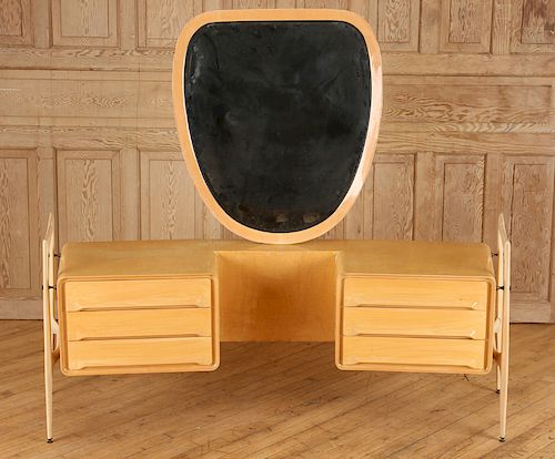 RARE MAPLE VANITY & MIRROR BY SILVIO