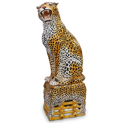 LIFE SIZE ITALIAN MAJOLICA LEOPARD 38d16c