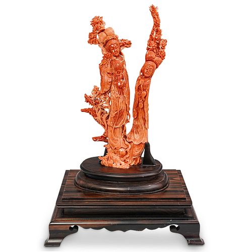 CHINESE CARVED CORAL GUAN YIN SCULPTUREDESCRIPTION  38d1a6