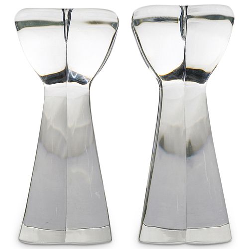 (2 PC) BACCARAT DIOMEDE GLASS CANDLE