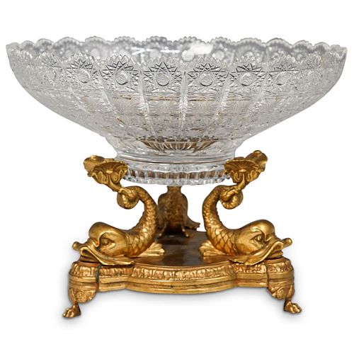 GILT BRONZE & CRYSTAL CENTERPIECE