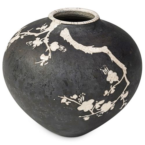 JAPANESE BLOSSOMS CERAMIC VASEDESCRIPTION: