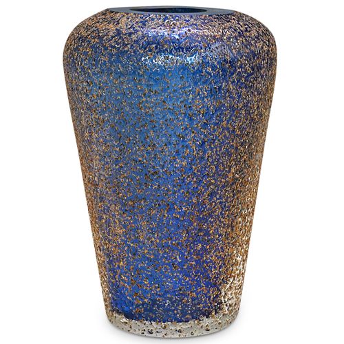 MURANO STYLE BLUE GLASS VASEDESCRIPTION: