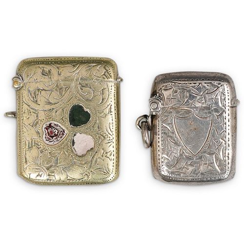 (2 PC) ANTIQUE SILVER VESTA MATCH CASESDESCRIPTION: