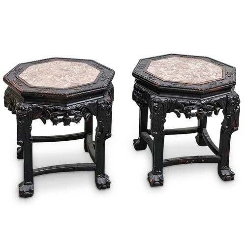 PAIR OF CHINESE CARVED PEDESTALSDESCRIPTION: