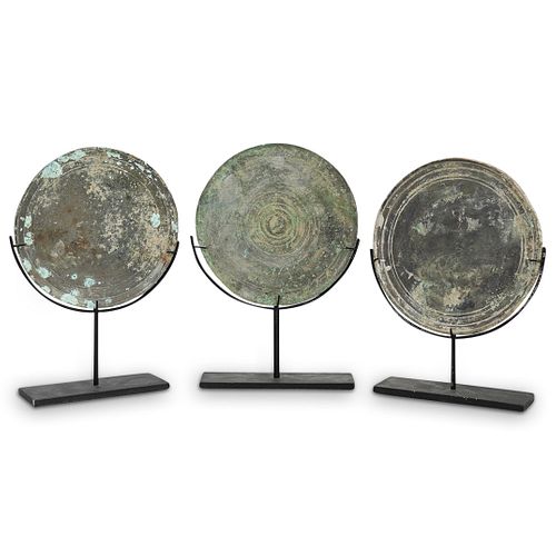  3 PC ANCIENT KHMER BRONZE MIRRORSDESCRIPTION  38fa2a