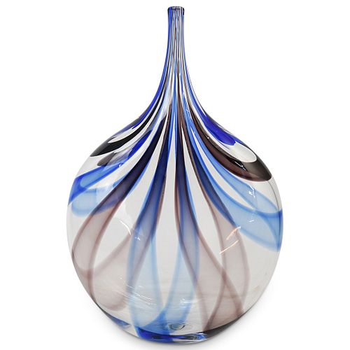 SIGNED MURANO GLASS BUD VASEDESCRIPTION: