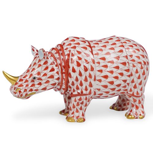 HEREND PORCELAIN FISHNET RHINO 38fa55