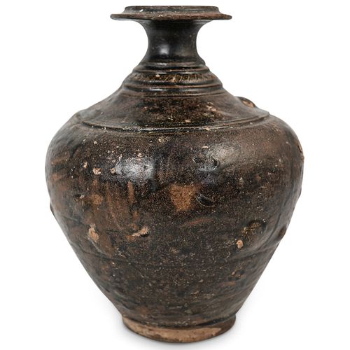 LARGE ANCIENT KHMER POTTERY BROWN