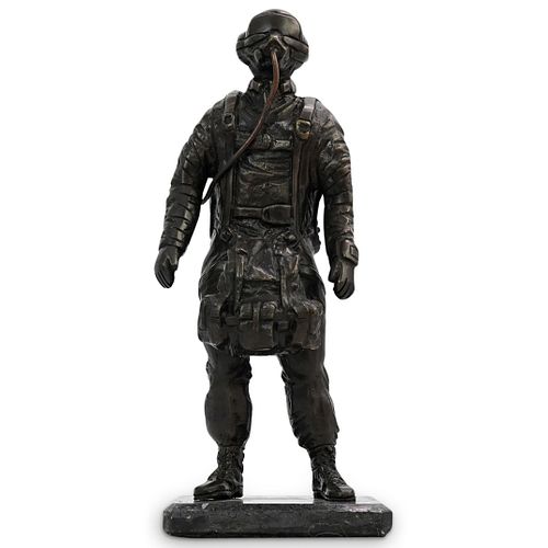 BRONZE PARATROOPER SOLDIER STATUEDESCRIPTION: