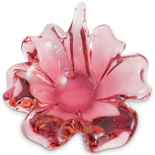 MURANO ROSE PINK GLASS CANDY DISH BOWLDESCRIPTION: