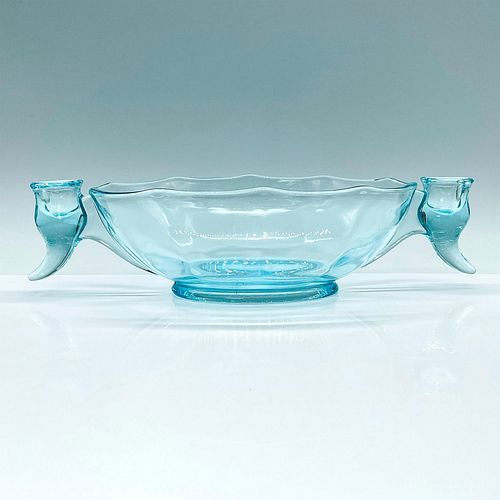 FOSTORIA BLUE GLASS CANDLE BOWLBeautiful