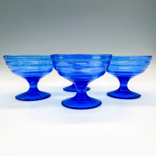 4PC VINTAGE BLUE GLASS SHERBET FOOTED