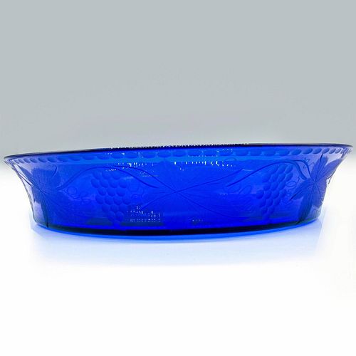 VINTAGE COBALT BLUE GLASS ROUND SERVING