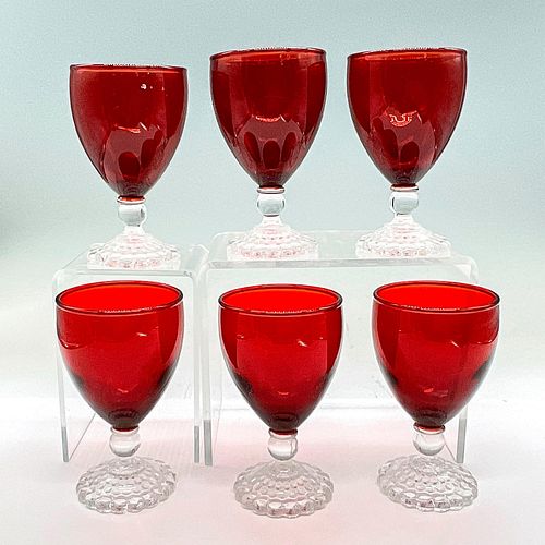 6PC BUBBLE FOOT RUBY RED WINE CORDIAL 38fb42