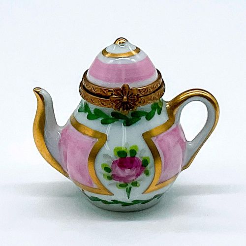 LIMOGES PORCELAIN TEAPOT BOXHand painted