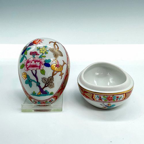 HEREND PORCELAIN EGG BOX, SHANGHAIHand-painted