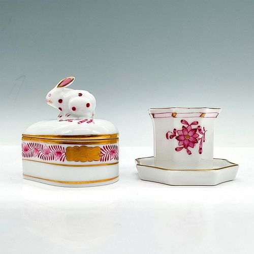 2PC HEREND PORCELAIN FANCY BOX