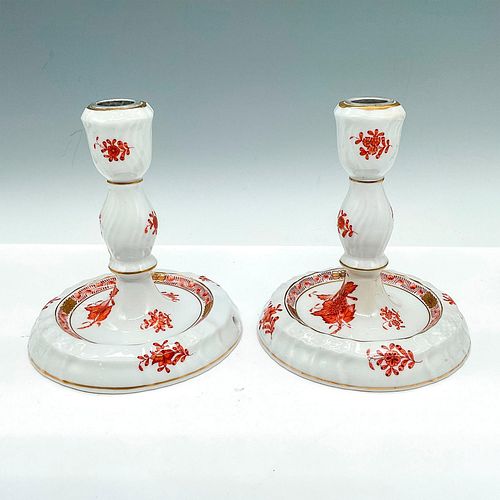 2PC HEREND CANDLESTICK HOLDERS,