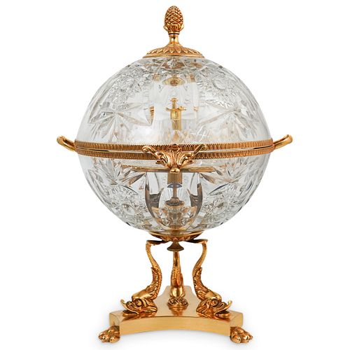 GILT BRASS & CUT CRYSTAL TANTALUS